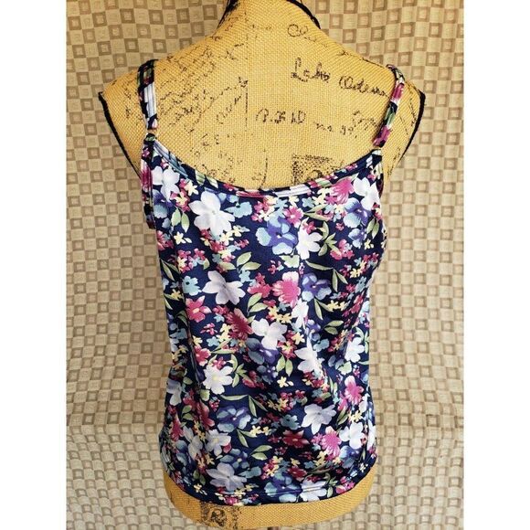 Women's Cami XL Floral Bustier Camisole Sleeveless Layer Floral Y2K Tank Silk - Picture 5 of 8
